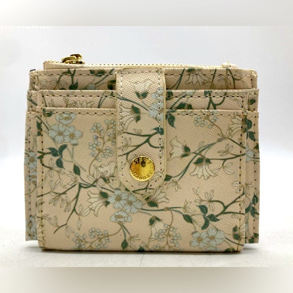 Steve Madden Treated Canvas with/flower design snap closure zipper coin purse - Picture 1 of 7